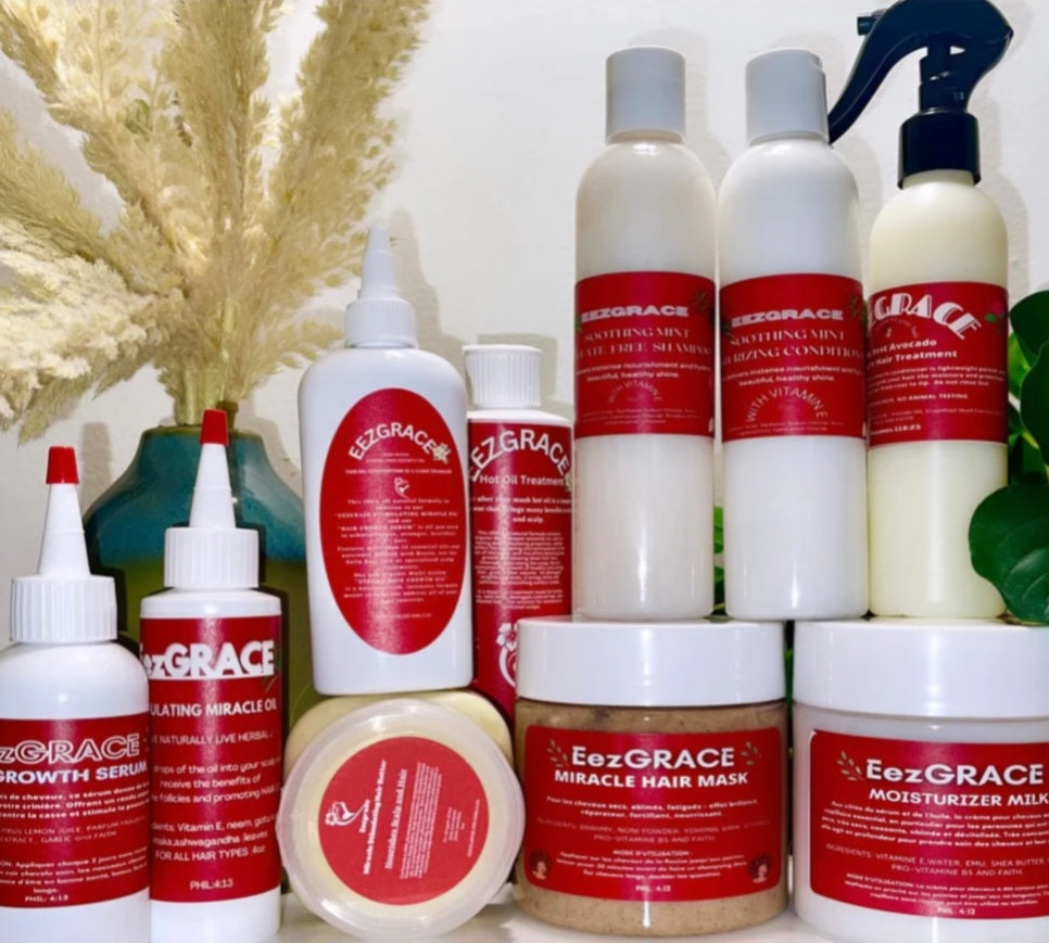 SOINS DES CHEVEUX - ENSEMBLE DE SOINS COMPLETS (10 produits de 4 oz à 16 oz)