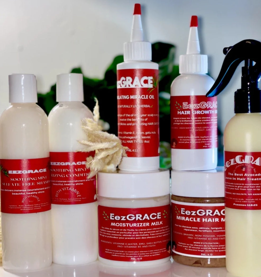 SOINS DES CHEVEUX - ENSEMBLE DE CROISSANCE ET HYDRATATION(7 produits de 4oz à 8oz)