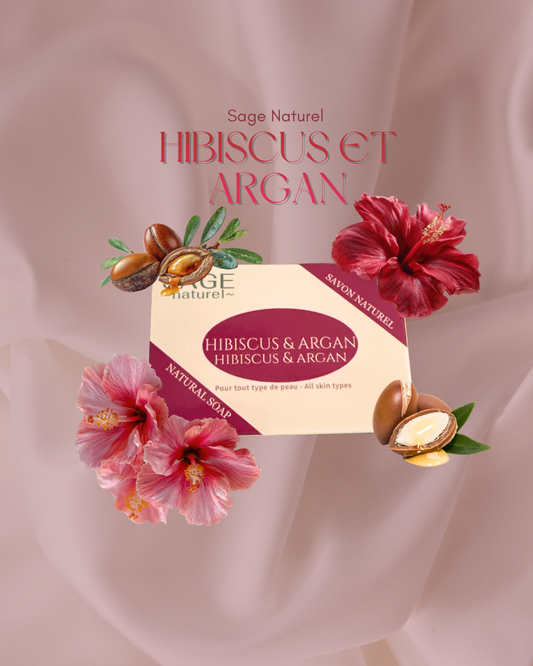 a)SAVON DE LUXE POUR LE VISAGE- Hibiscus et argan ( tout type de peau)